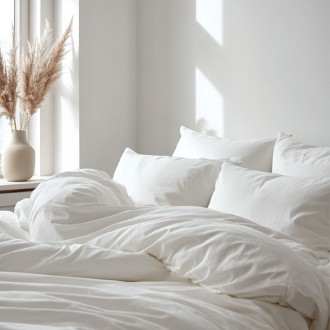 סט מצעים כותנה מצרית סאטן 500, לבן