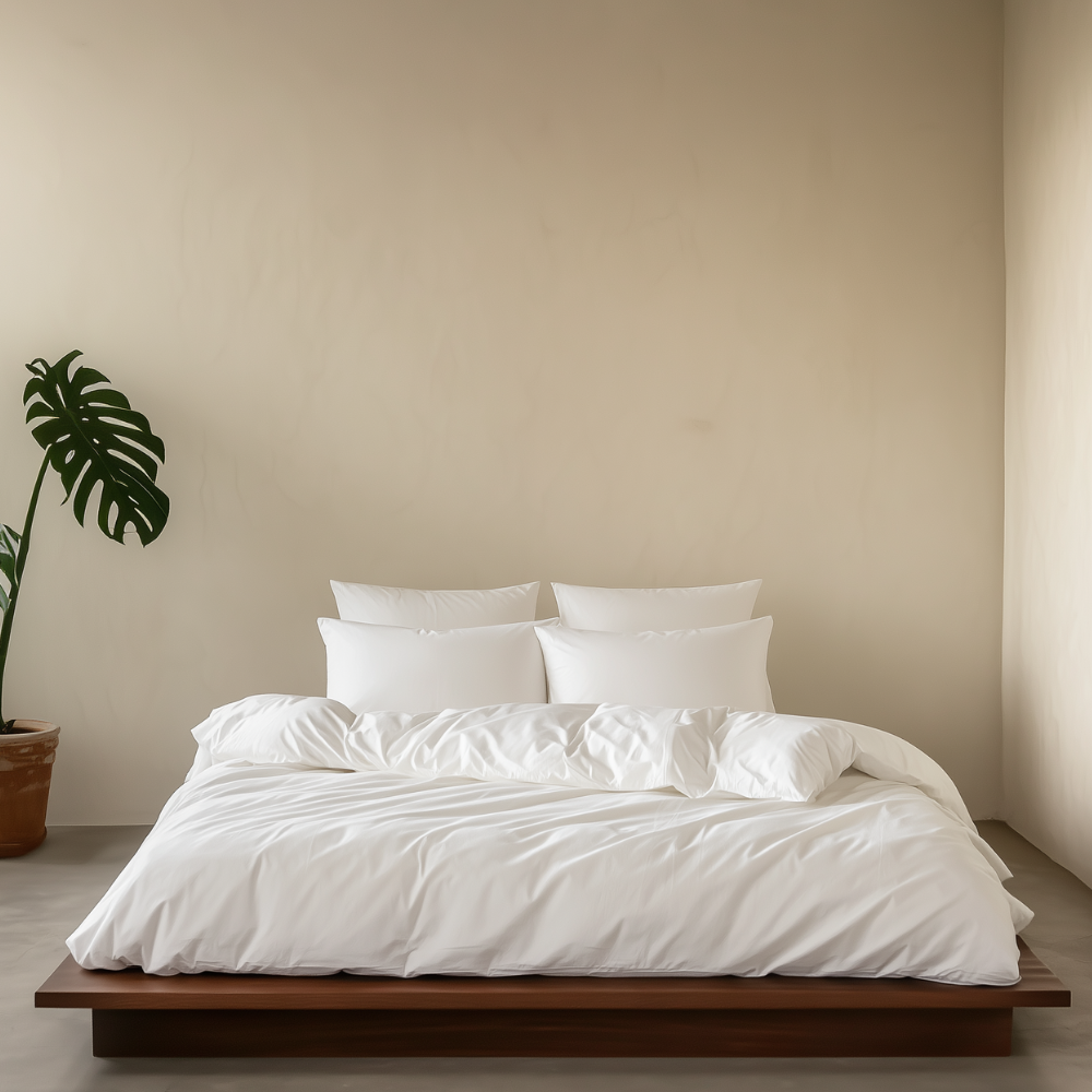 סט מצעים סאטן, לבן