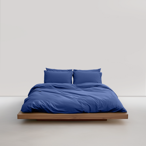 סט מצעים סאטן, כחול עמוק